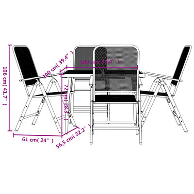 vidaXL Set da Pranzo da Giardino 5pz Antracite in Rete Metallica