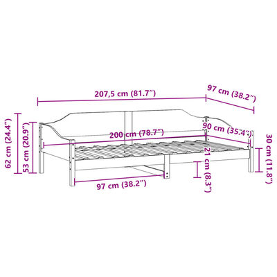 vidaXL Letto senza Materasso Bianco 90x200 cm Legno Massello di Pino