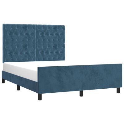 vidaXL Giroletto senza Materasso Blu Scuro 140x190 cm in Velluto