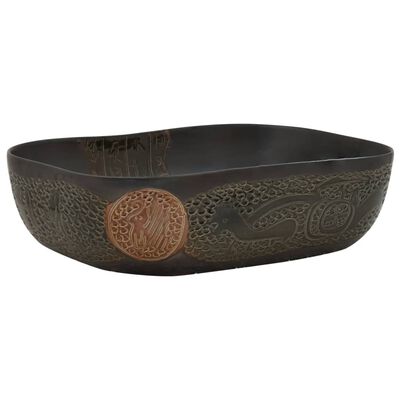 vidaXL Lavabo da Appoggio Nero Rettangolare 48x37,5x13,5 cm Ceramica