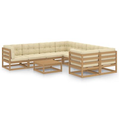 vidaXL Set Salotto Giardino e Cuscini 9 pz Legno Massello Pino Ambra