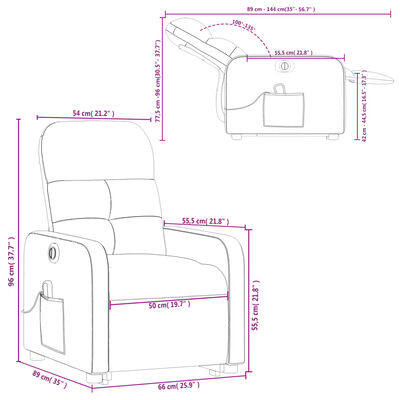 vidaXL Poltrona Alzapersona Massaggi Elettrica Grigio Chiaro Tessuto