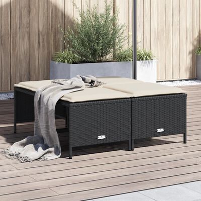 vidaXL Sgabelli da Giardino con Cuscini 4 pz Neri in Polyrattan