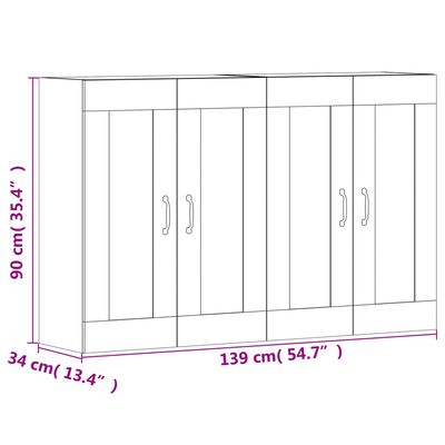 vidaXL Armadietti a Parete 2 pz Grigio Cemento in Legno Multistrato