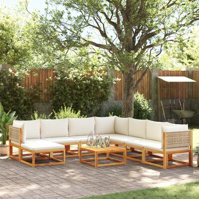 vidaXL Set Divano Giardino 9 pz con Cuscini Legno Massello di Acacia