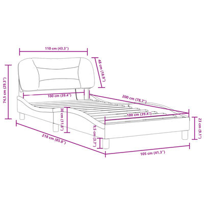 vidaXL Giroletto con Luci LED Nero e Bianco 100x200 cm in Similpelle