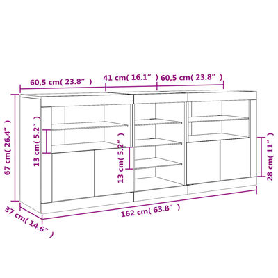 vidaXL Credenza con Luci LED Bianca 162x37x67 cm