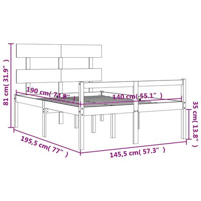 vidaXL Letto per Anziani con Testiera 140x190 cm in Legno Massello