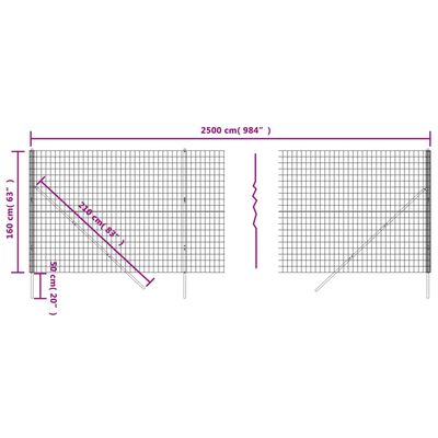 vidaXL Recinzione Metallica Antracite 1,6x25 m in Acciaio Zincato