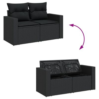 vidaXL Set Divani da Giardino con Cuscini 7pz Nero Polyrattan