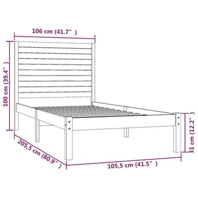 vidaXL Giroletto Bianco in Legno Massello 100x200 cm