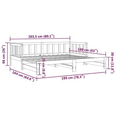 vidaXL Divano Letto con Letto Estraibile 80x200cm Legno Massello Pino