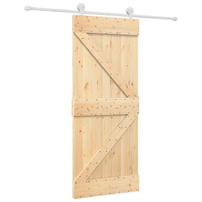 vidaXL Porta Scorrevole con Set Hardware 85x210 cm Legno Massello Pino