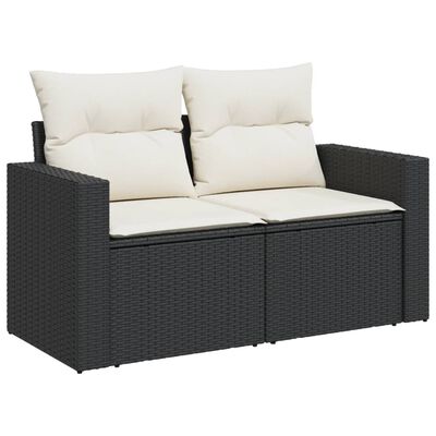 vidaXL Set Divani da Giardino con Cuscini 8 pz Nero in Polyrattan