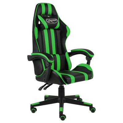 vidaXL Sedia da Gaming Nero e Verde in Similpelle