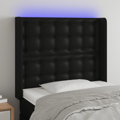 vidaXL Testiera a LED Nera 103x16x118/128 cm in Similpelle