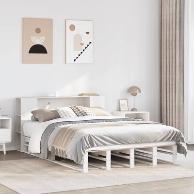 vidaXL Letto Libreria senza Materasso Bianco 120x200 cm Legno Massello