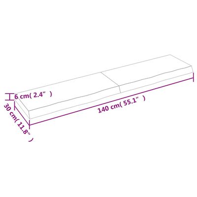 vidaXL Ripiano a Parete 140x30x(2-6) cm Massello Rovere Non Trattato