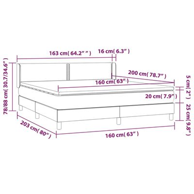 vidaXL Giroletto a Molle con Materasso Rosa 160x200 cm in Velluto