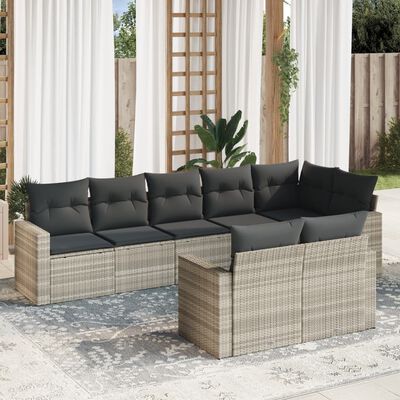 vidaXL Set Divano da Giardino 8pz con Cuscini Grigio Chiaro Polyrattan