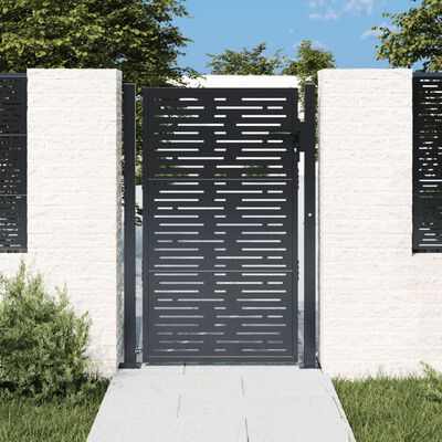 vidaXL Cancello Giardino Antracite 105x130 cm Acciaio Design Quadrato