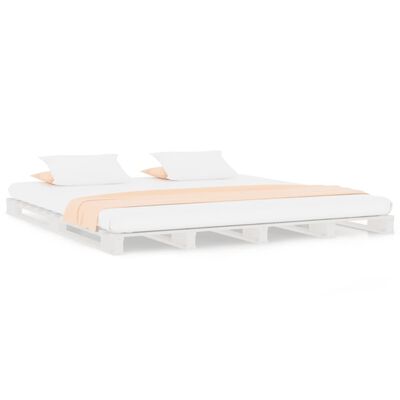 vidaXL Letto a Pallet Bianco 200x200 cm in Legno Massello di Pino