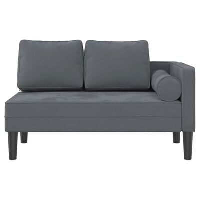 vidaXL Chaise Longue con Cuscini Grigio Scuro in Velluto