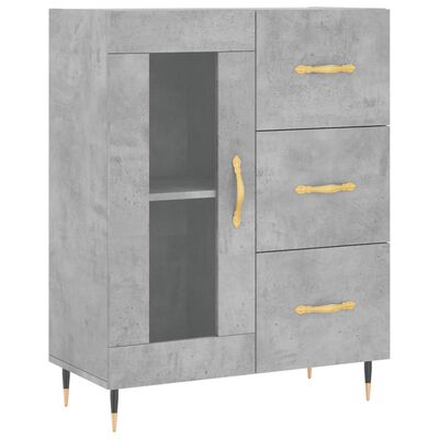 vidaXL Credenza Grigio Cemento 69,5x34x180 cm in Legno Multistrato