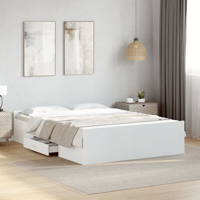 vidaXL Giroletto con Cassetti Bianco 135x190 cm in Legno Multistrato