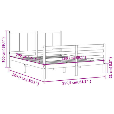 vidaXL Giroletto con Testiera Bianco King Size in Legno Massello