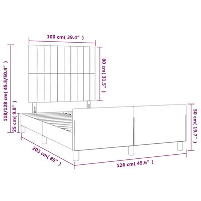 vidaXL Giroletto con Testiera Grigio Scuro 120x200 cm in Velluto