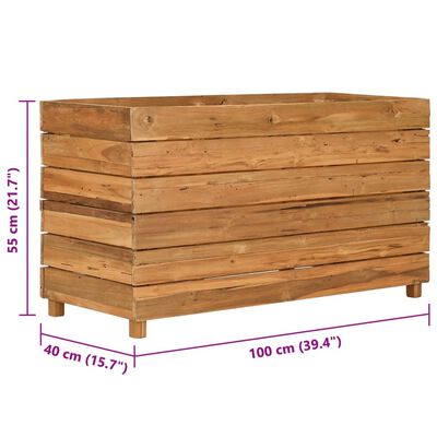 vidaXL Letto Rialzato 100x40x55 cm Legno di Teak di Recupero e Acciaio