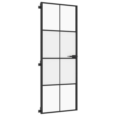 vidaXL Porta Interni Sottile Nera 76x201,5cm Vetro Temperato Alluminio