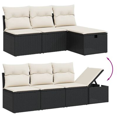 vidaXL Set Divani da Giardino con Cuscini 7pz Nero Polyrattan