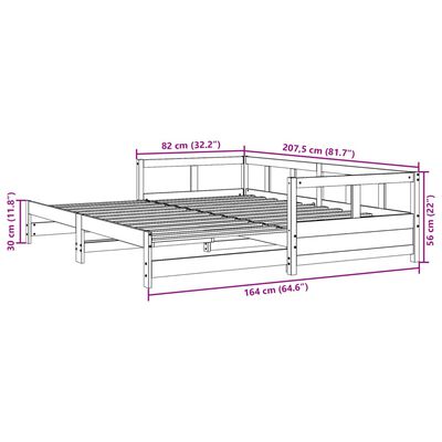 vidaXL Dormeuse senza Materasso 80x200 cm in Legno Massello di Pino