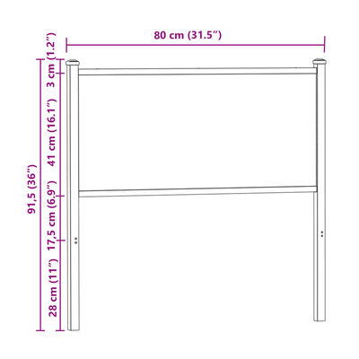 vidaXL Testiera Rovere Fumo 75 cm in Legno Multistrato e Acciaio