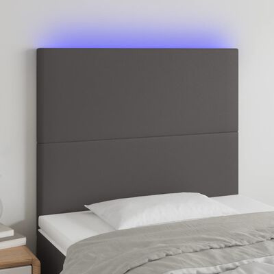 vidaXL Testiera a LED Grigio 100x5x118/128cm in Similpelle