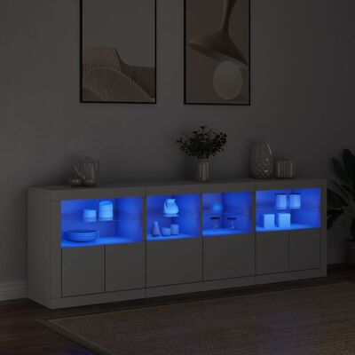 vidaXL Credenza con Luci LED Bianca 202x37x67 cm