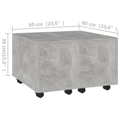 vidaXL Tavolino da Salotto Grigio Cemento 60x60x38cm Legno Multistrato