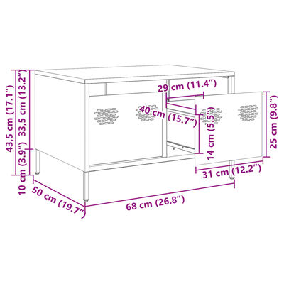 vidaXL Mobile TV Antracite 68x50x43,5 cm in Acciaio Laminato a Freddo