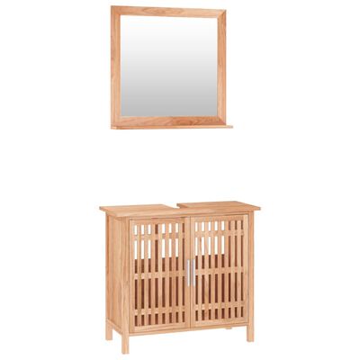 vidaXL Set Mobili da Bagno 2pz in Legno Massello di Noce