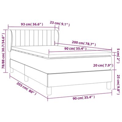 vidaXL Giroletto a Molle con Materasso Tortora 90x200 cm inTessuto