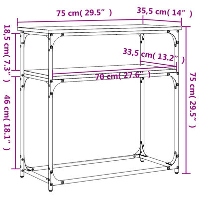 vidaXL Tavolino Consolle Rovere Marrone 75x35,5x75cm Legno Multistrato