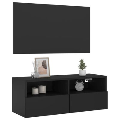 vidaXL Mobile TV a Parete Nero 80x30x30 cm in Legno Multistrato