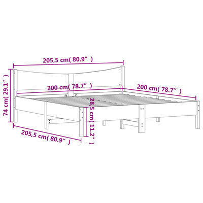 vidaXL Giroletto senza Materasso Marrone Cera 200x200 cm Legno di Pino