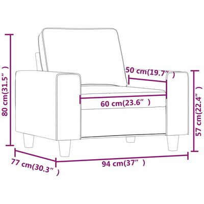 vidaXL Poltrona Crema 60 cm in Tessuto