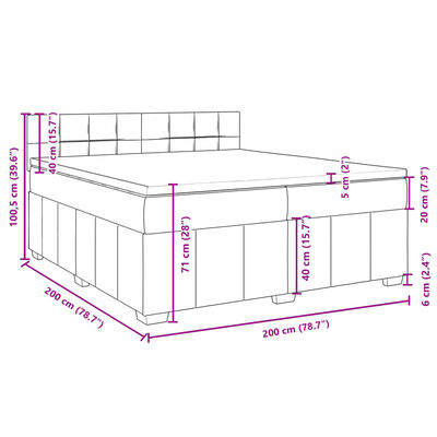 vidaXL Giroletto a Molle con Materasso Grigio Chiaro 200x200cm Tessuto