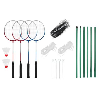 vidaXL Set da Badminton con 4 Racchette e Rete 620x151 cm