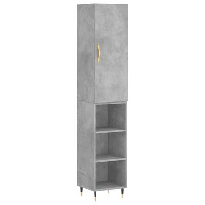 vidaXL Credenza Grigio Cemento 34,5x34x180 cm in Legno Multistrato