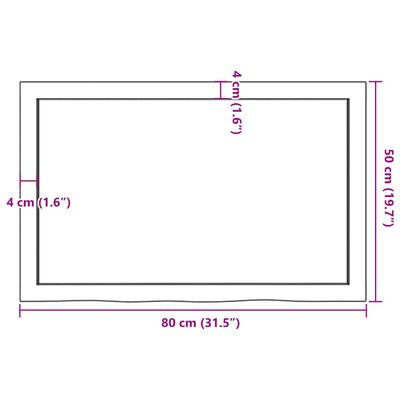 vidaXL Ripiano a Parete 80x50x(2-4) cm Massello Rovere Non Trattato